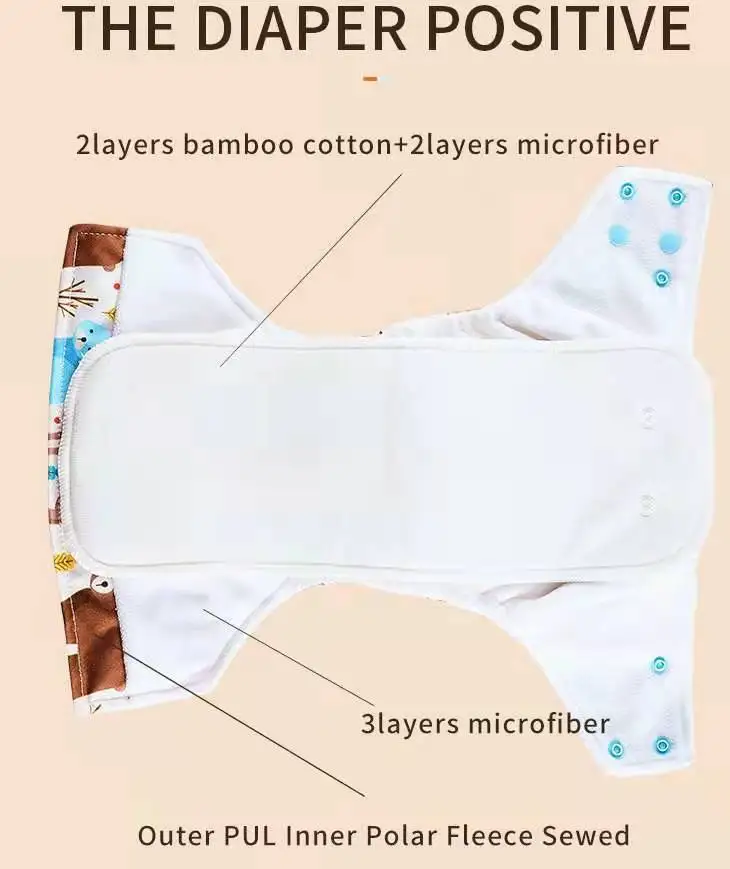 Happy Flute Baby Reusable Diaper Washable Baby Nappies ai2 Ecological Diaper Cloth Diaper For 3-15Kg Baby