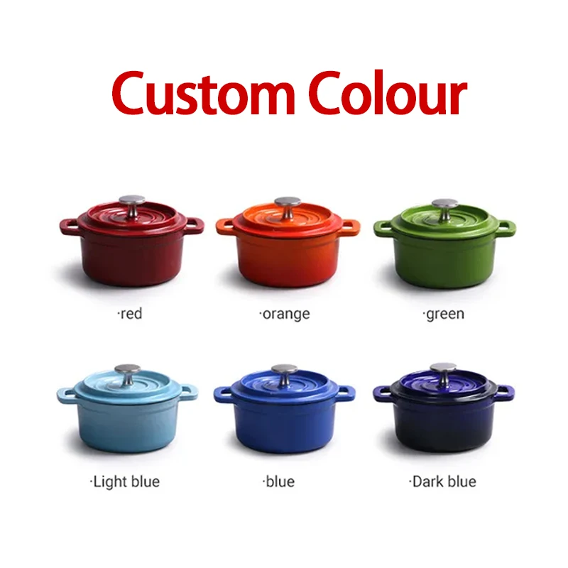 10/14cm Multicolor Mini Double Ear Soup Pot Stockpot non stick Cooking Saucepan Cookware Ename Cast Iron Casserole Pots