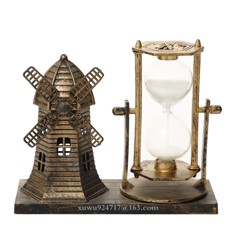 Factory Creative Hourglass Retro Decorations Office Decoration Windmill Hourglass Decorations Hourglass Resin Crafts