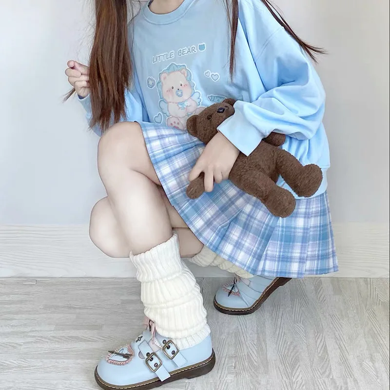 Hot Japanese Lolita Sweet Girl Leg Warmer Knit Socks Wool Ball Knitted Foot Cover Cosplay Women Autumn Winter Punk Socks