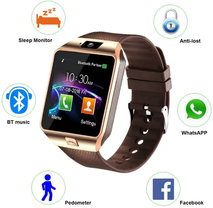 Bluetooth Смарт-часы DZ09 Smartwatch телефон Поддержка sim-карты камера сенсорный экран наручные