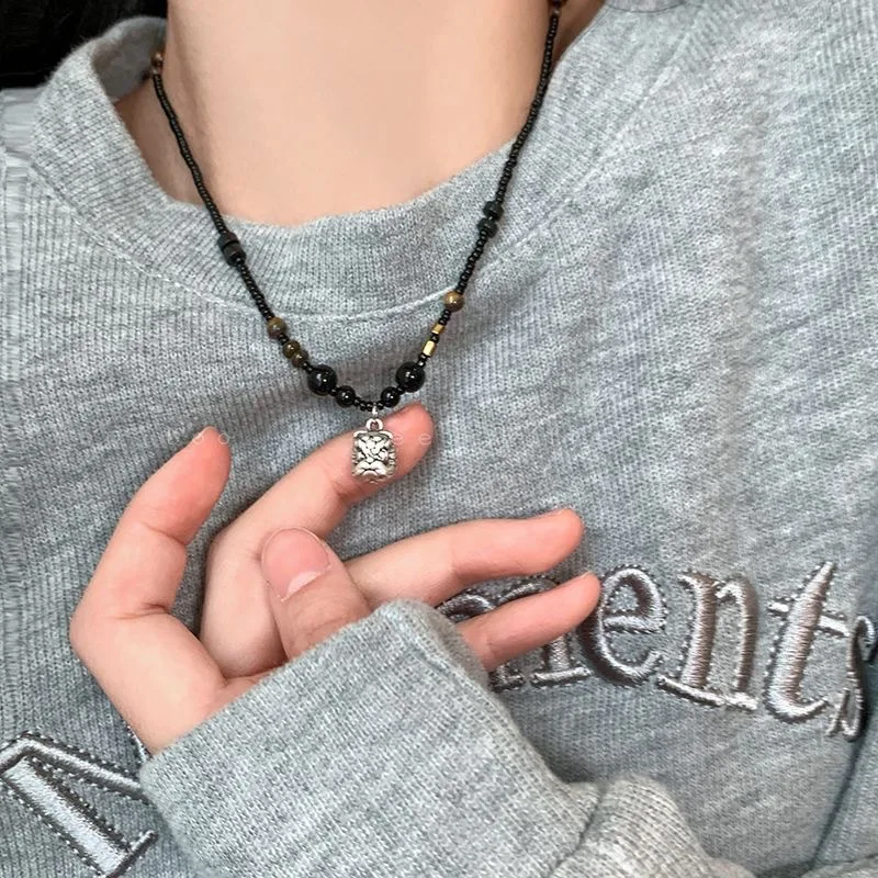 New Chinese China-chic Lion Rising Bead Necklace For Women Retro Light Luxury Collar Chain Minority Ethnic Style Accessories