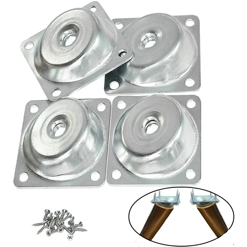 Angled Mounting Plates for Furniture Legs 14 Degree Slanted Sofa Legs Attachment Plates for 5/16 inch Hanger Bolts