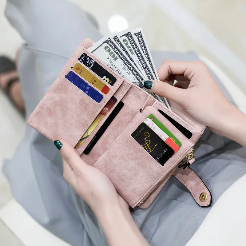 2020 Fashion PU Leather Ladies Short Wallets Small Coin ID Card Credit Card Holder Female 3 Fold Purse Wallets