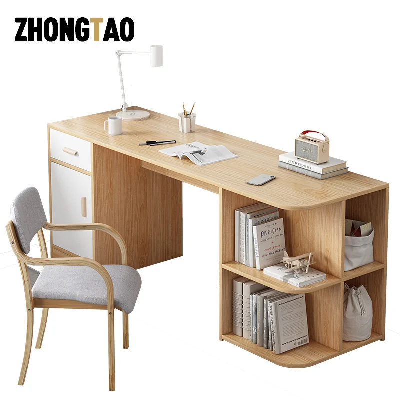 Большое пространство для хранения, Офисный Компьютерный стол из МДФ, офисный письменный стол с книжной полкой