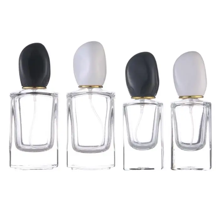 wholesale luxury 30ml 50ml 100ml square round spray cap empty refill glass bottle perfume bottle with packing