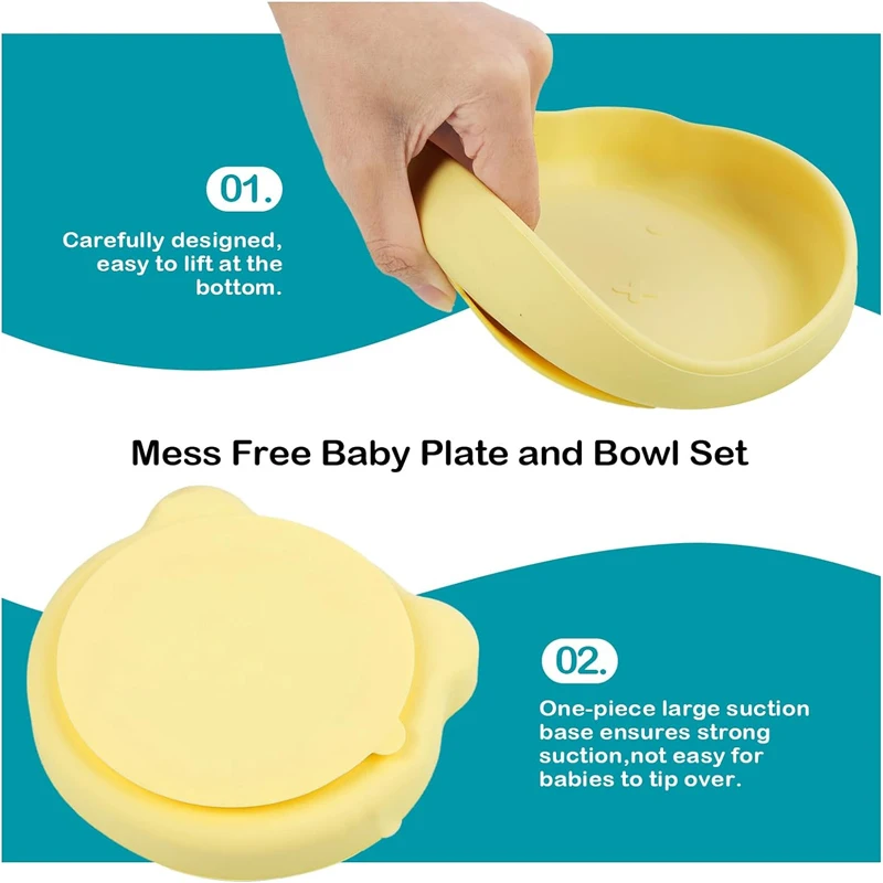 Wholesale Baby Feeding Set 5-Piece Silicone Bear Cartoon Design Dinnerware Sets Food Grade for Kitchen Use