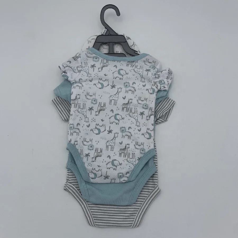 Wholesale 100% Cotton Baby Romper Bodysuit Set Soft Knitted Shorts Short Sleeves Quality Clothing for 0-3 Months Fall Season