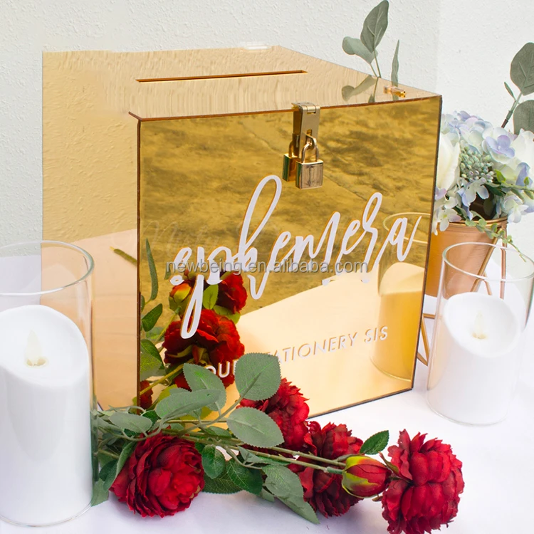 Gold Mirror Acrylic Wedding  Invitation Card Luxury Box