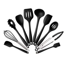 colorful festival silicone kitchenware non stick safe cooking tools spatula utensil set with turner spoon