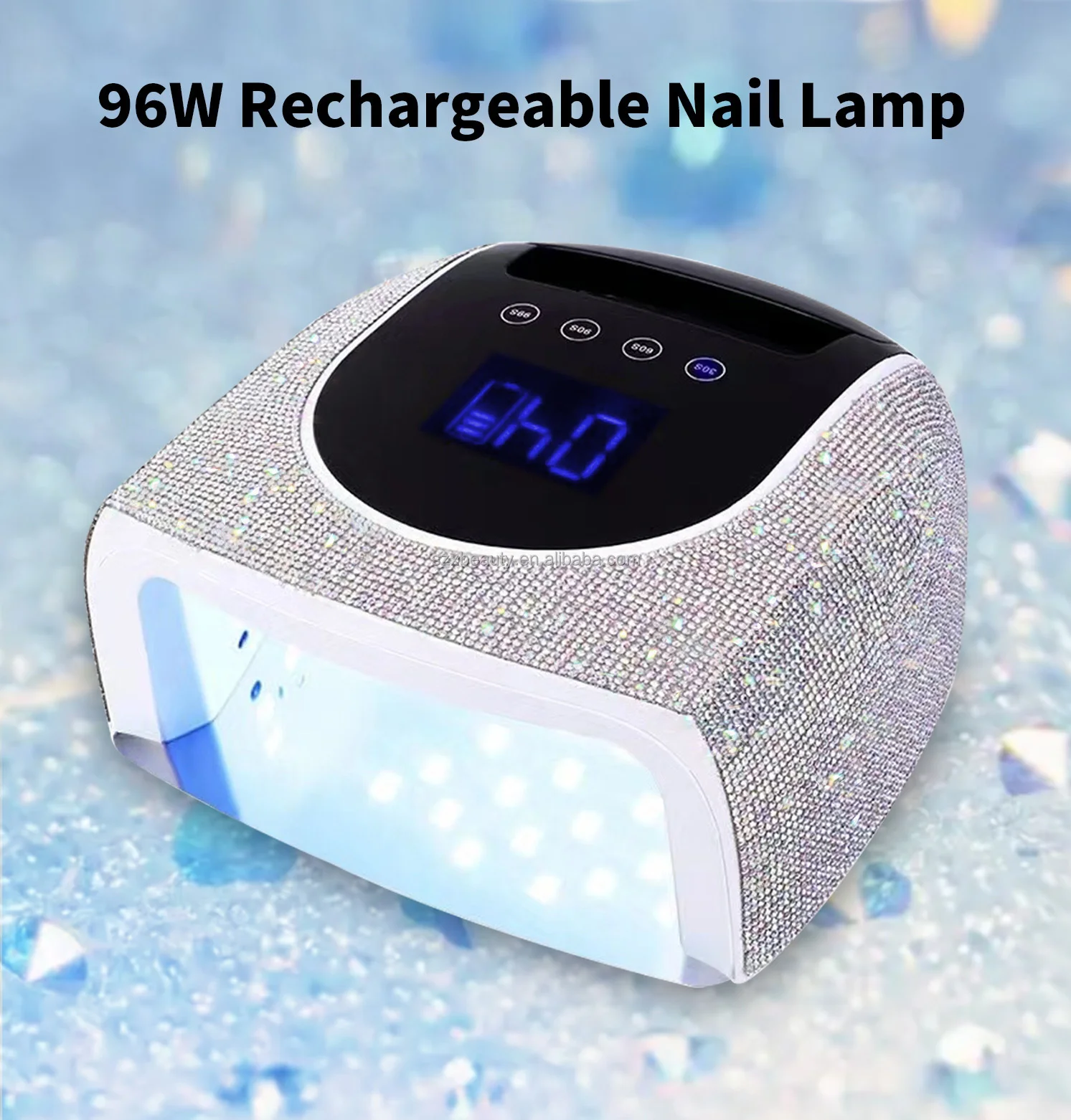 Crystal Rhinestone Rechargeable Cordless 96W Touch Screen UV LED Nail Lamp Professional Curing Nail Light Cordless Nail Dryer