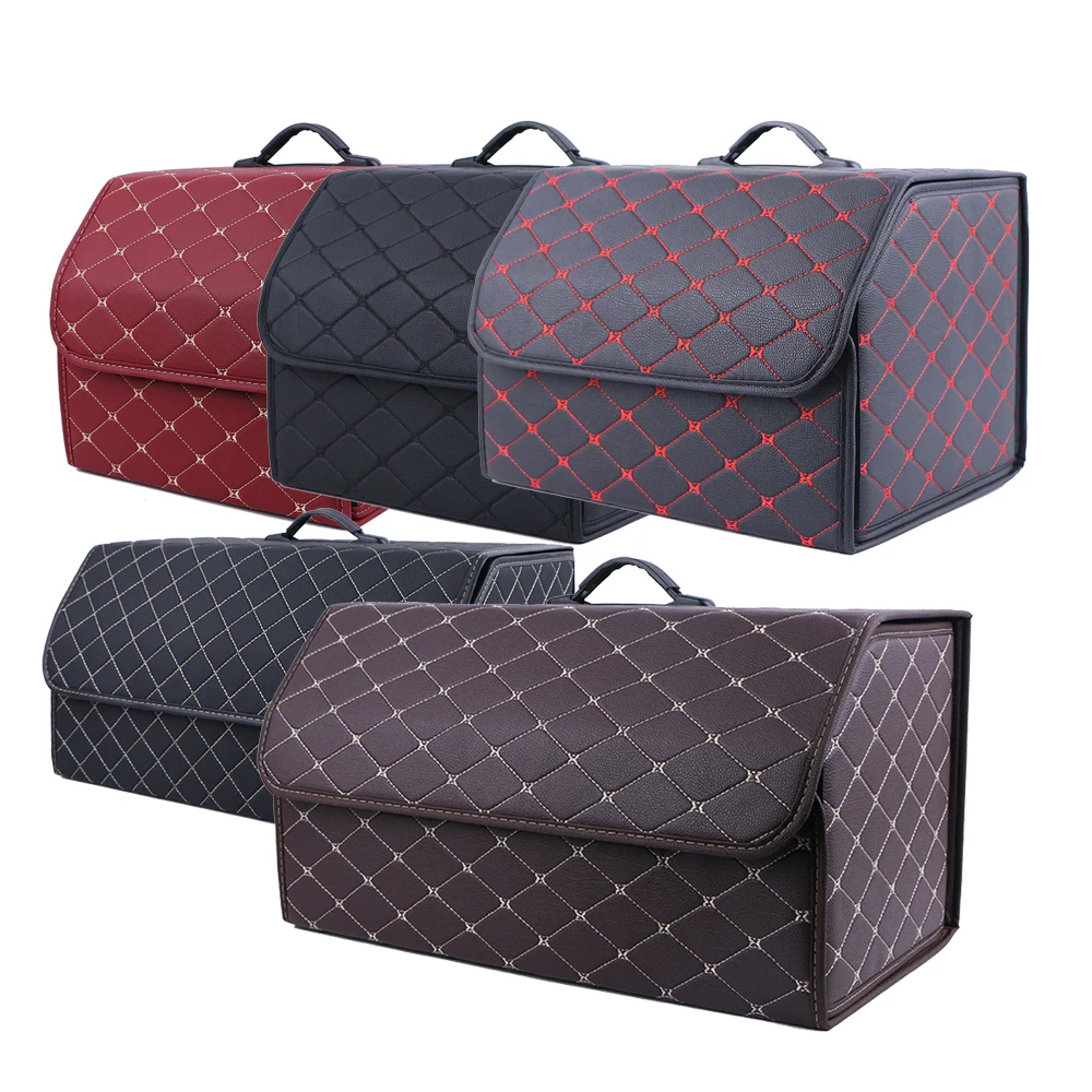 Car Trunk Organizer Box Large Capacity Auto Multiuse Tools Storage Bag Stowing Tidying Leather Folding For Emergency Storage Box