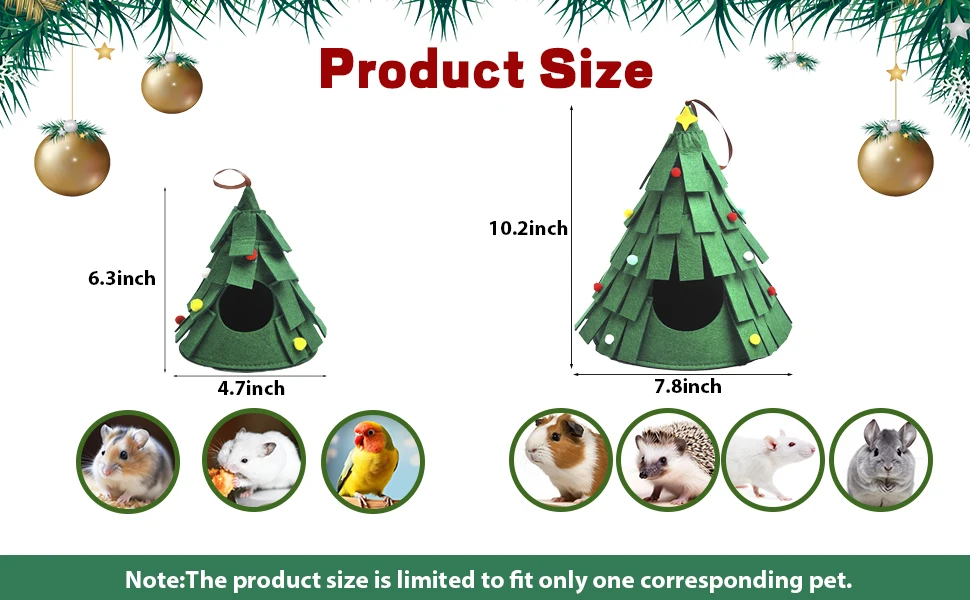 Small Pet Xmas Tent Rabbit Hamster House Large Guinea Pig Cage Animal Bed Accessories Felt Nest