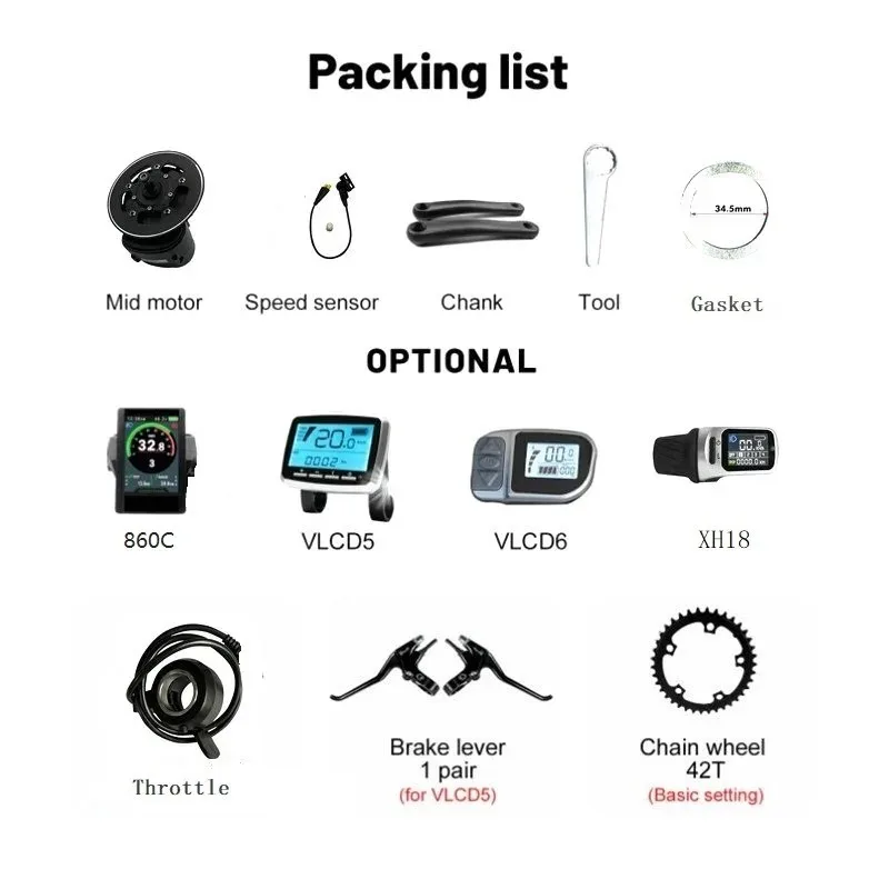 Towholesale tsdz2 mid motor ebike kit tongsheng under electric bicycle kit