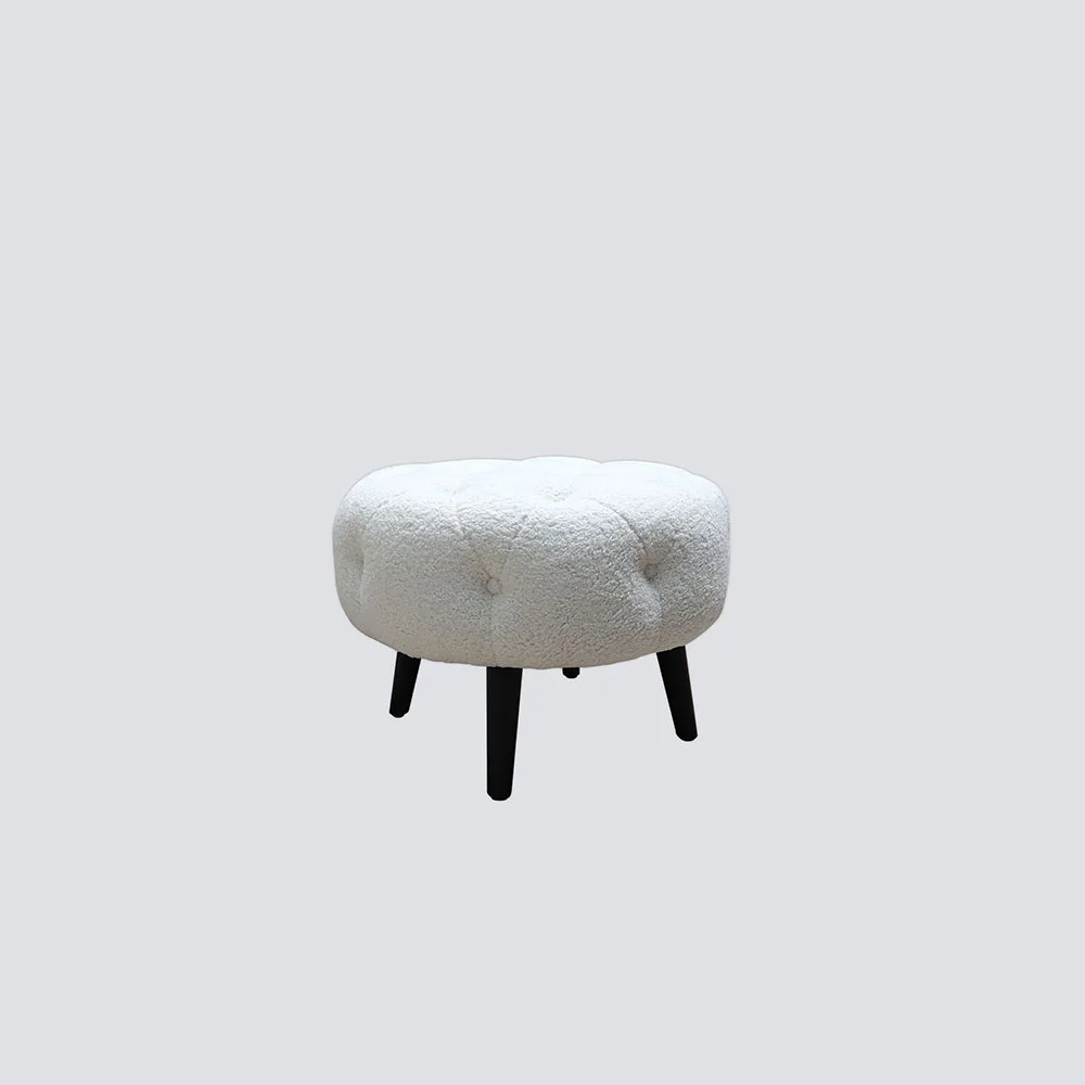 NS FURNITURE Modern Living Room Ottoman Warm Touch Faux Wool Shoes Stool Wooden Frame Ottoman for Corner Lounge Bedroom