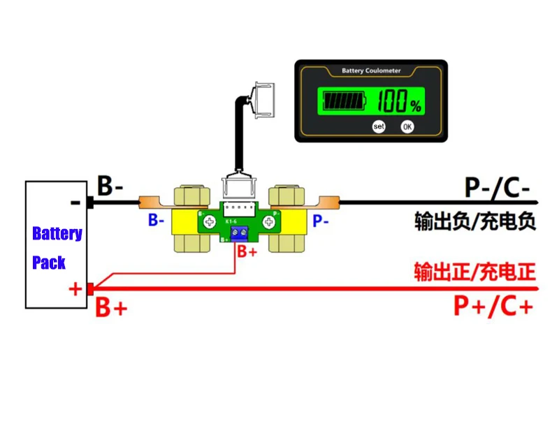 8-120V Sodium-ion SIB NIB Lithium lifepo4 Lead-acid battery indicator coulomb meter display current/voltage/capacity/percentage