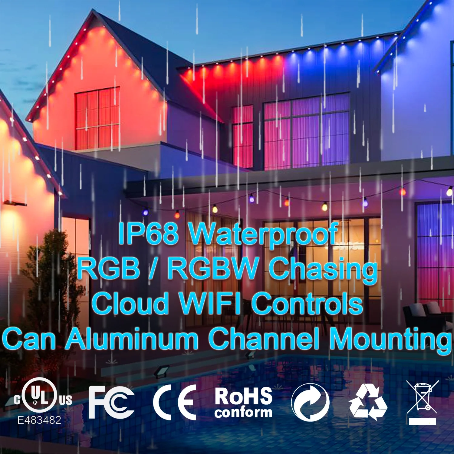 gouly ODM OEM customised permanent outdoor lights extension 100ft 36v 24v rgbic holidays led light for christmas light