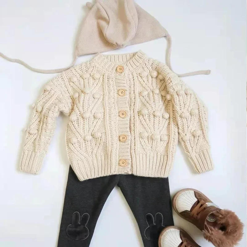 new fashion litter Girl red white hand-Knitted Cardigan solid Sweaters Coat