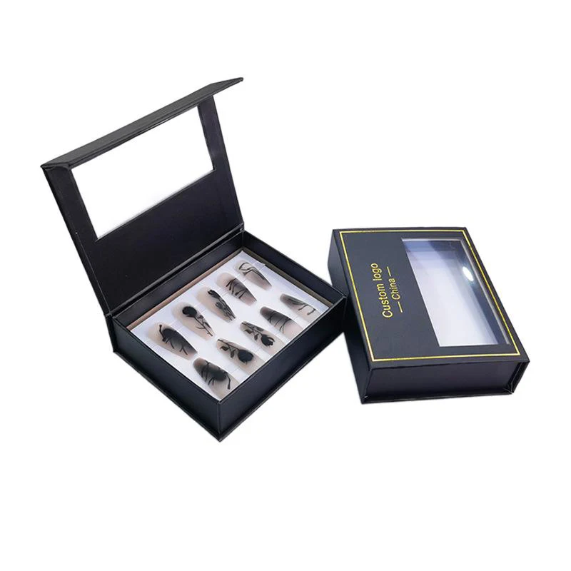 Custom simple black and white french press on nails wearable mini short finished artificial fingernails nails 24pcs/box