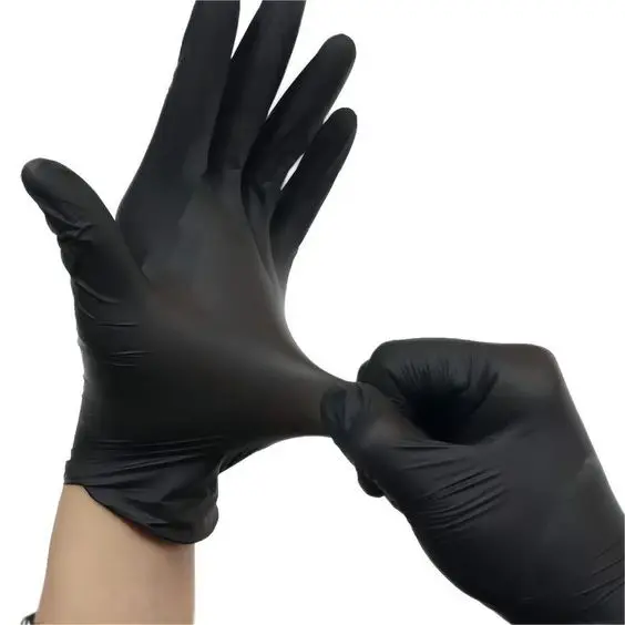 Wholesale 6 mil nitrile gloves 8mm 9 inch barber tattoo shop beauty pink glove custom box powder free black nitrile palm gloves