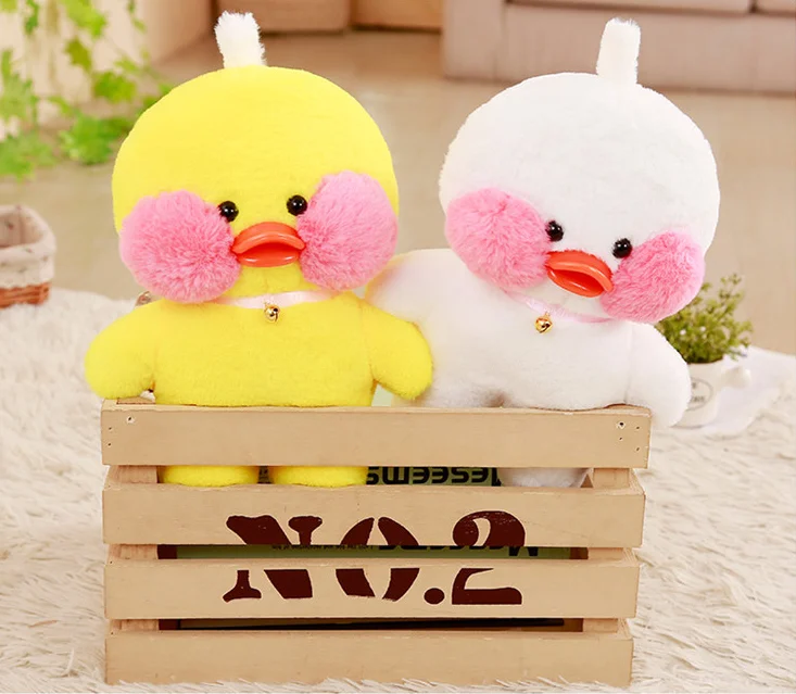 30cm/50cm/80cm Cartoon LaLafanfan Cafe Yellow Duck Plush Toy Stuffed Soft Kawaii Duck Doll XMAS Gift for Children