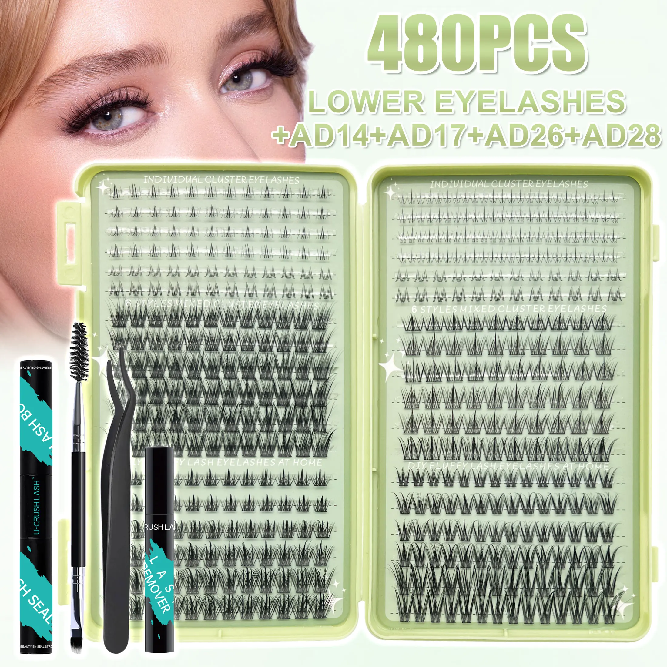 New Individual Wispy D Curl Segment Mink DIY Lash Clusters Eyelash Extension Trays Wholesale Private Label Cluster