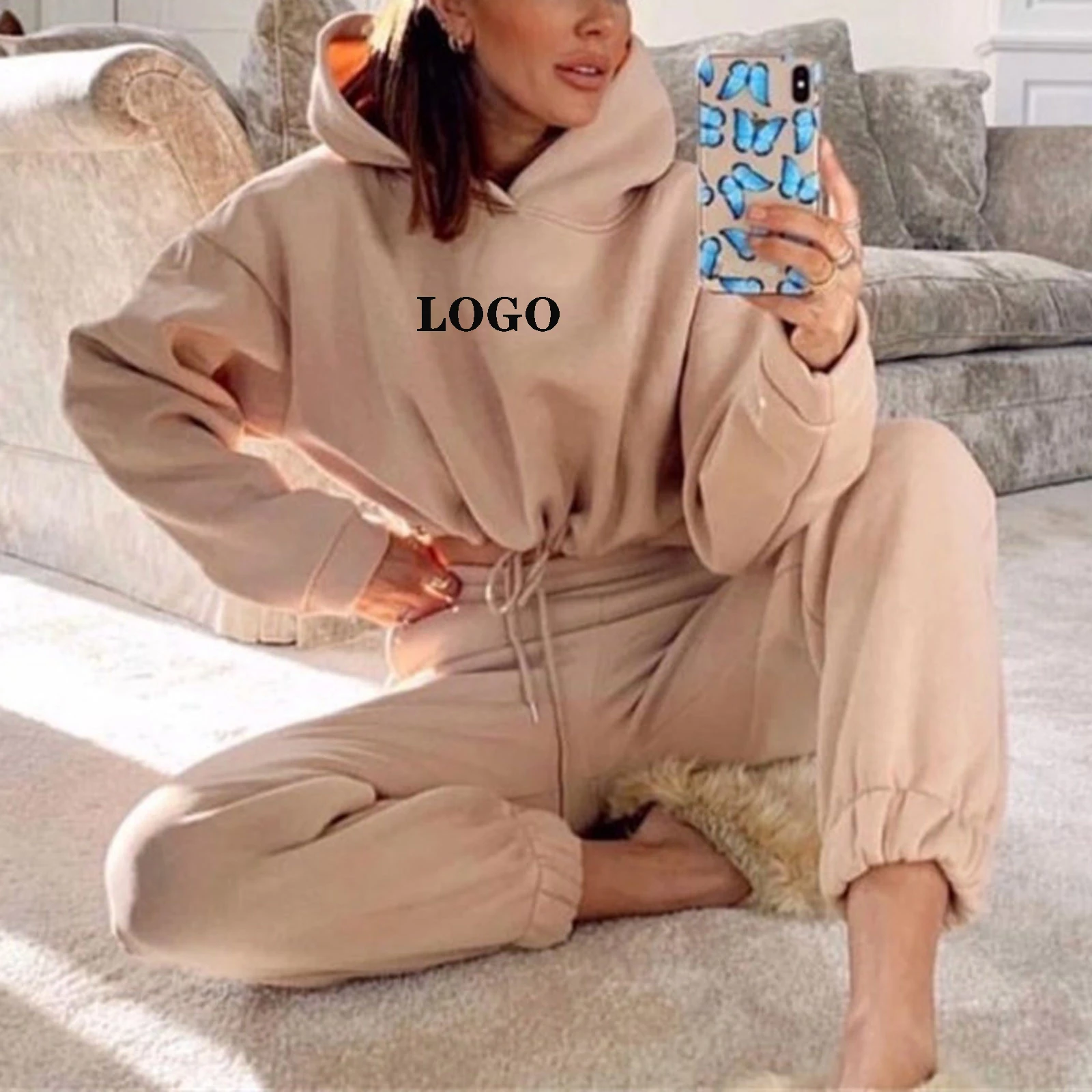 Женский спортивный костюм; Спортивный костюм; Сезон осень-зима; Большие размеры Толстовка с длинным рукавом повседневное Спортивная майка на каждый день Брюки 2 шт., Tuta, набор для женщин