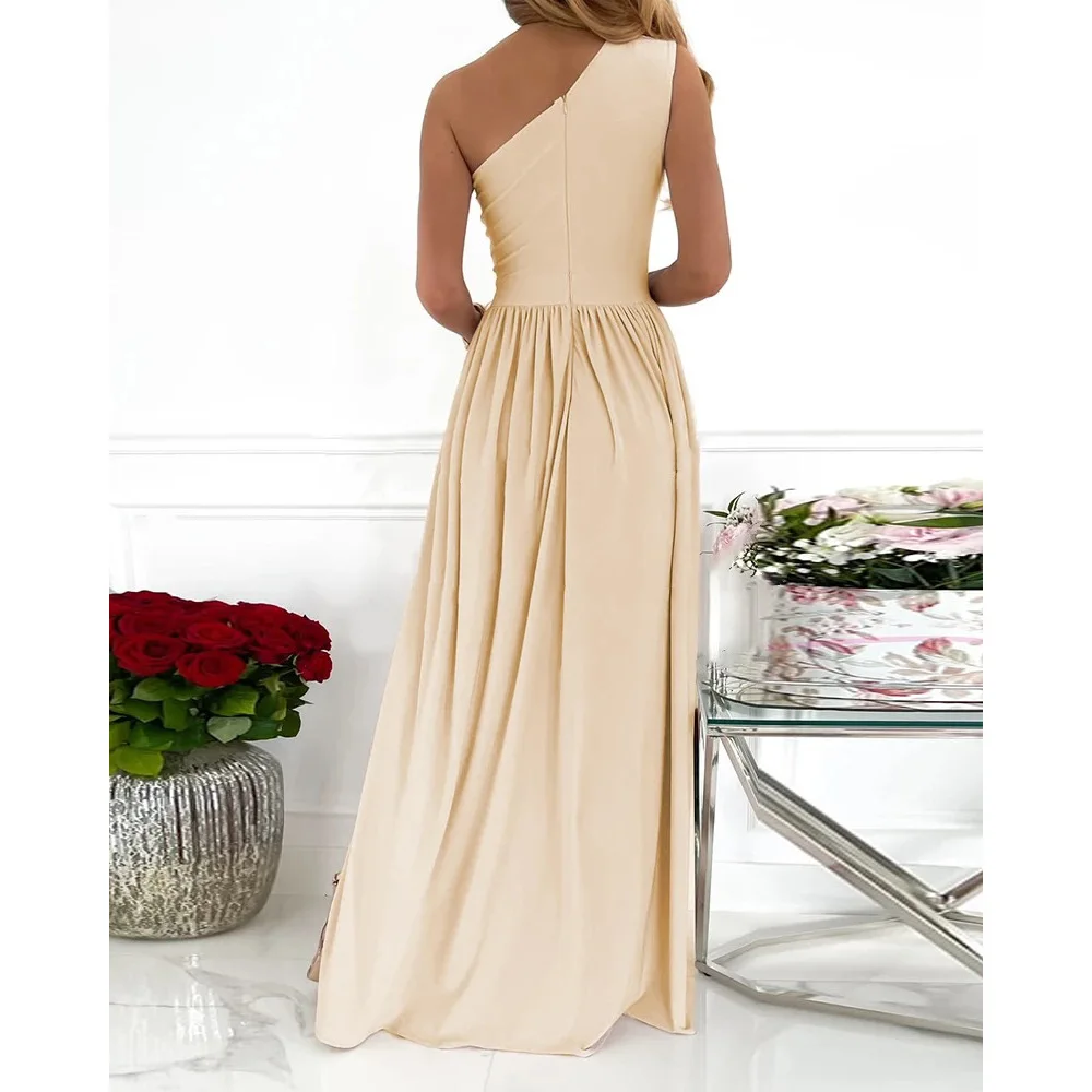 Custom Women Maxi Long Dress Sleeveless One Shoulder Party Elegant Evening Dresses