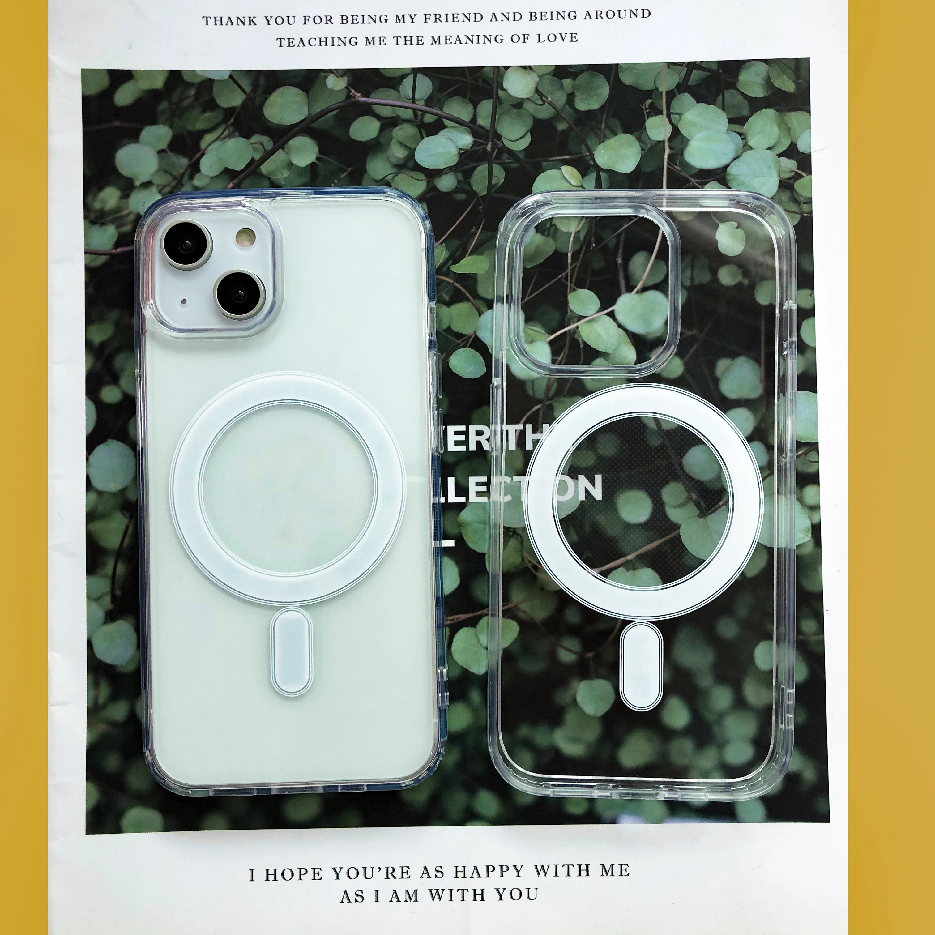 Popular transparent wireless magnetic ring charging phone case tpu magnetic phone case for iphone 14