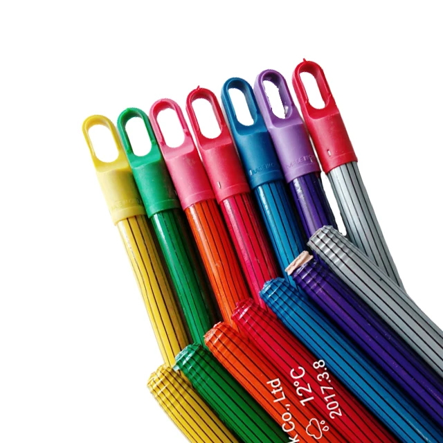 120*2.2cm PVC coated wooden broom stick lined wood handle for broom less than 1 dollar mop stick wooden