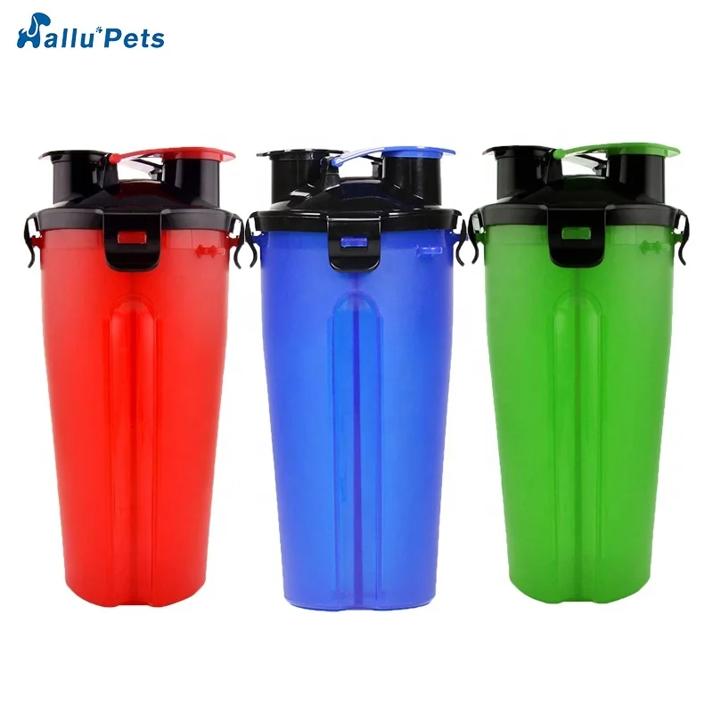 Outdoor Dog Water Bottle With Dual Chambered Storage food Container Drinking and Feeding 2 in 1 Pet Dog Water Bottle Feeder
