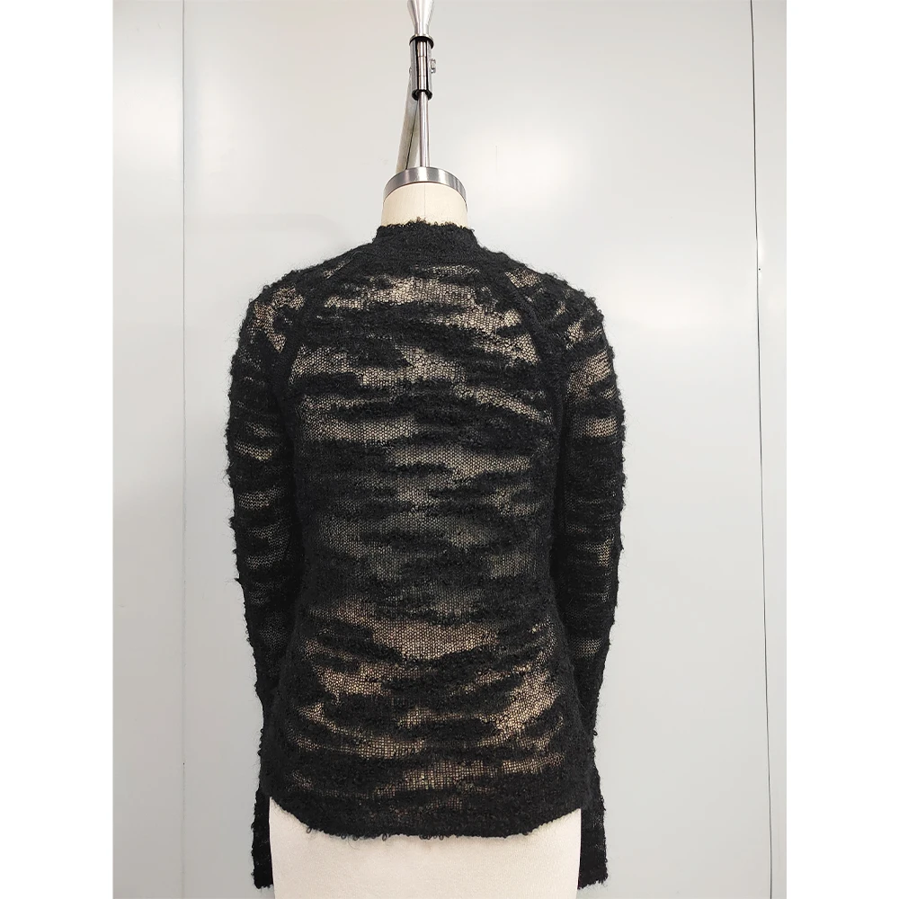 Custom Women Thin Black Ladies Mohair Pullover Knit Shirt Sexy Turtleneck Long Sleeve Slim Crochet Knitted Tops