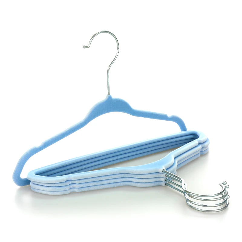 Lindon Promotion Space Saving Slim Velvet Flocking Baby Hanger for Baby Cloths