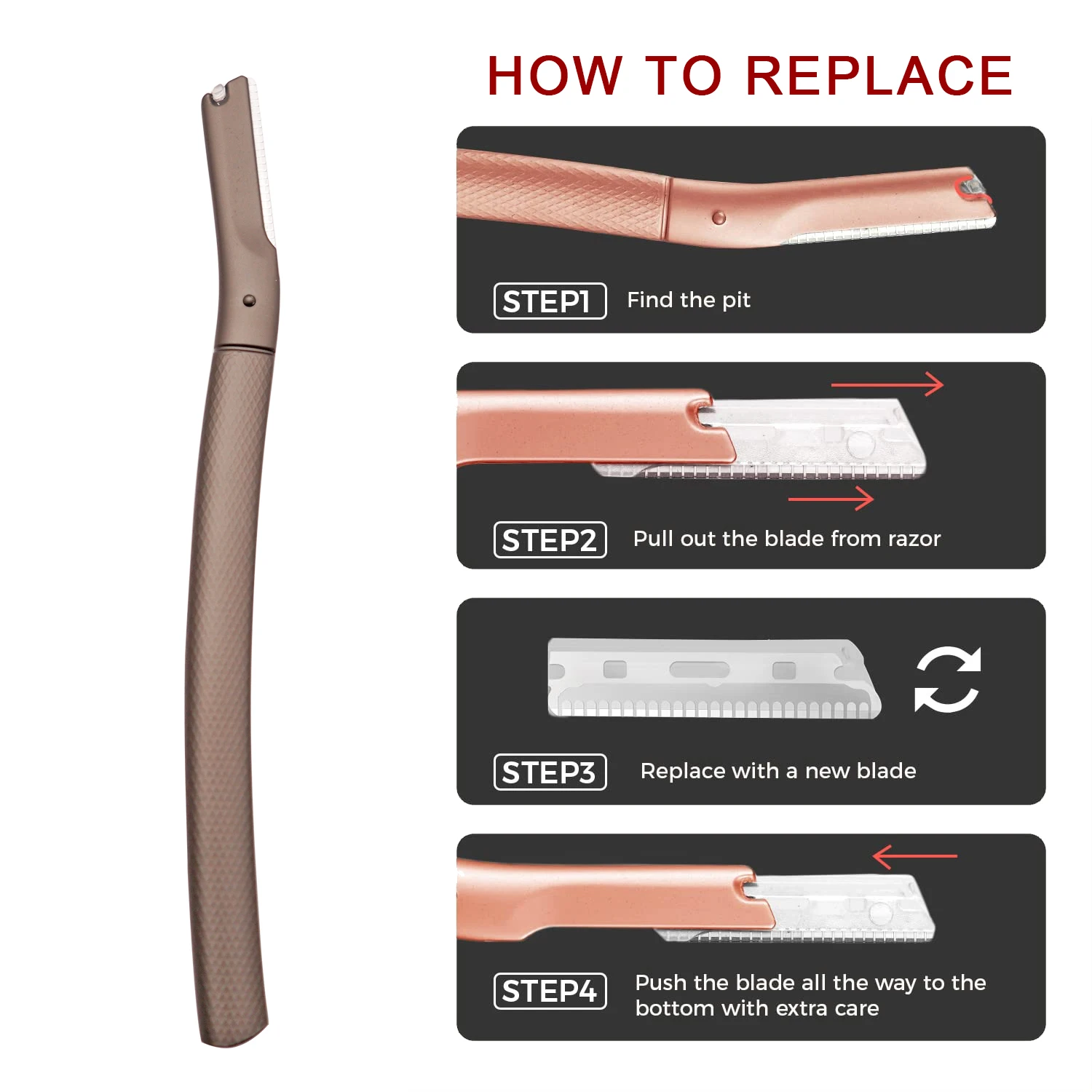 Ultra Modern Fashion Hair Removal Ladies Dermaplaning Tool Facial Eyebrow Razor Using a Metal Handle Eyebrow Razor Trimmer