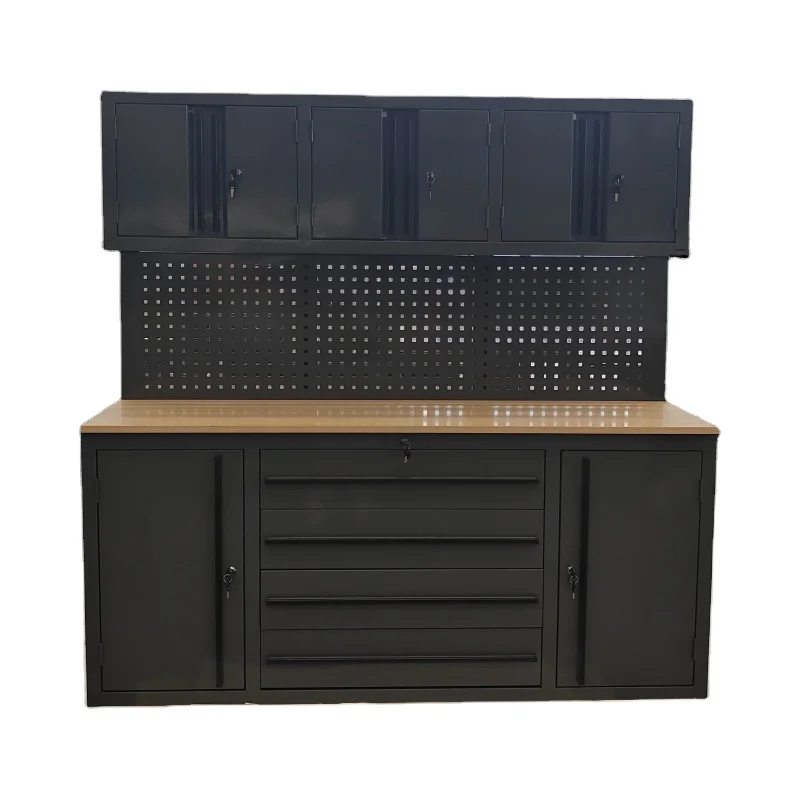 Industrial Heavy Duty Portable Workbench Metal Tool Bench with Tool Cabinet