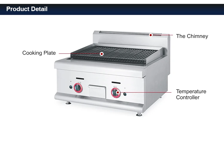 Commercial Gas BBQ Grill Stainless Steel and Cast Iron with Lava Rock for Roasting Industrial Metal Gas Grill