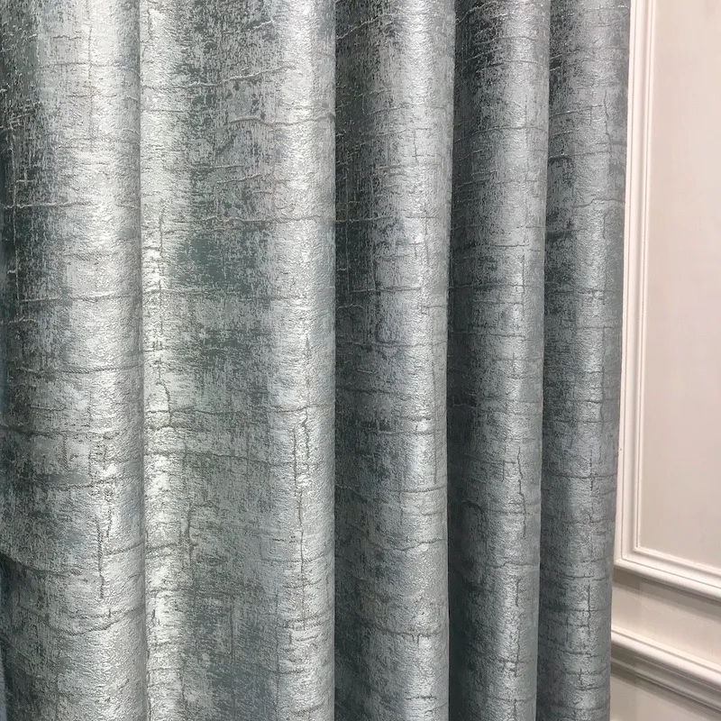 Nordic jacquard high quality light luxury modern textured blackout plain waterproof  curtain for bedroom