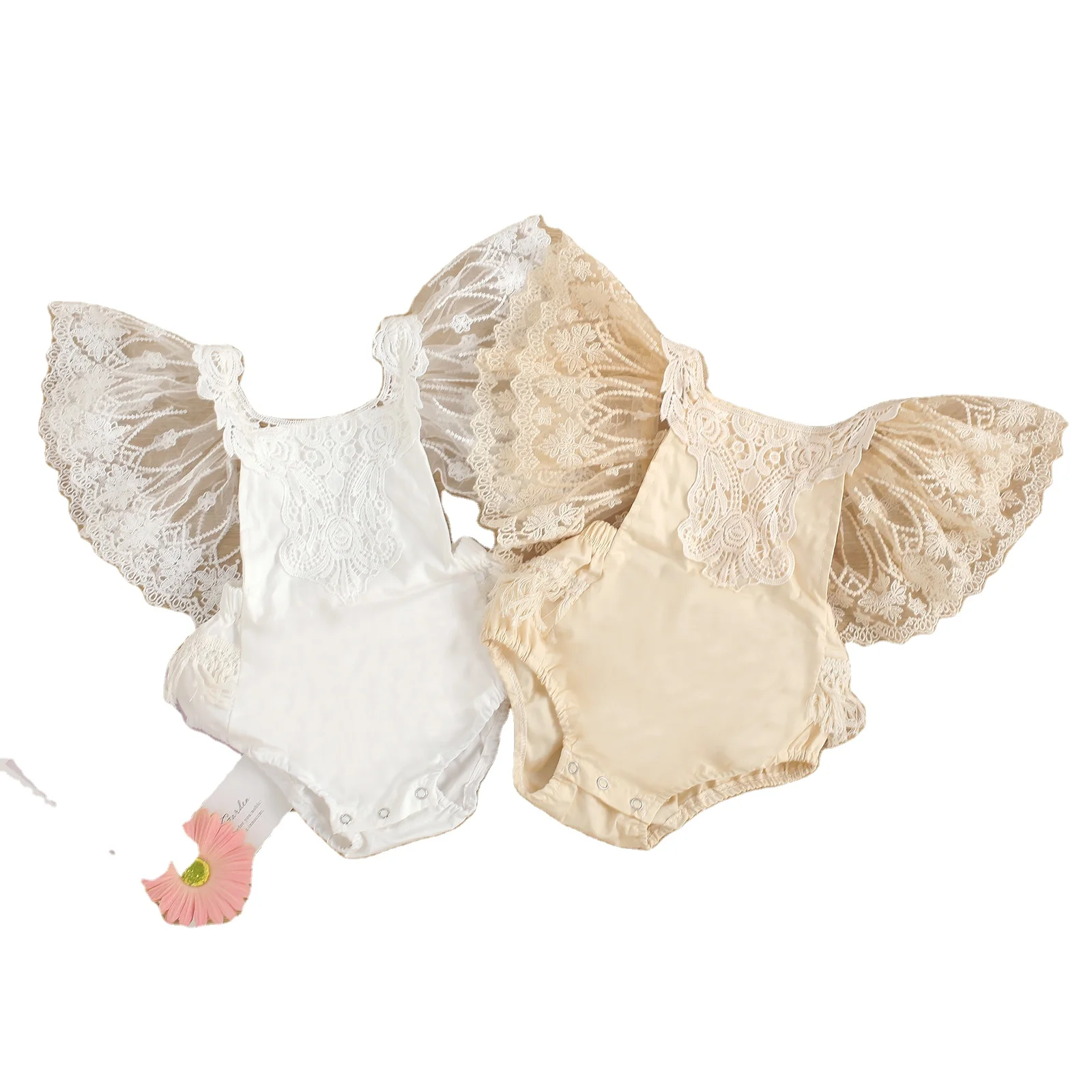 Girl Clothes Supplier White Cute Toddler Fall Clothing Baby Rompers Newborn Jumpsuits Lace