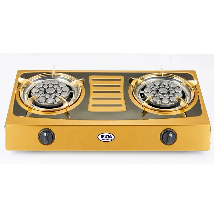 LPG 2020 золото прямая огонь Настольный 2-х конфорочной сверхмощный чугунные новый дизайн стальной каркас варочная панель газовая плита