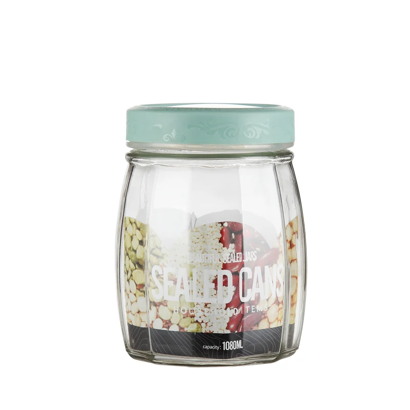 Контейнер герметичный стеклянный для хранения еды варенья печенья меда с пластиковой винтовой крышкой