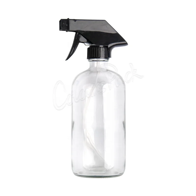large 240ml 250ml 480ml 500ml 8oz 16oz blue amber clear empty glass spray bottle with label