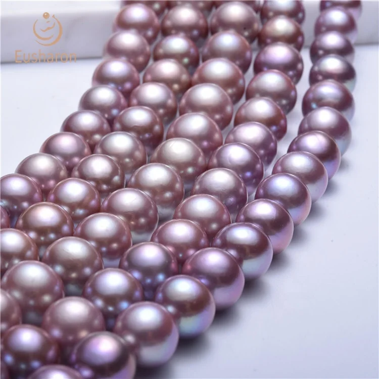 Wholesale 12-14mm Round High Luster White Natural Freshwater Pearl String For Handmade Jewelry