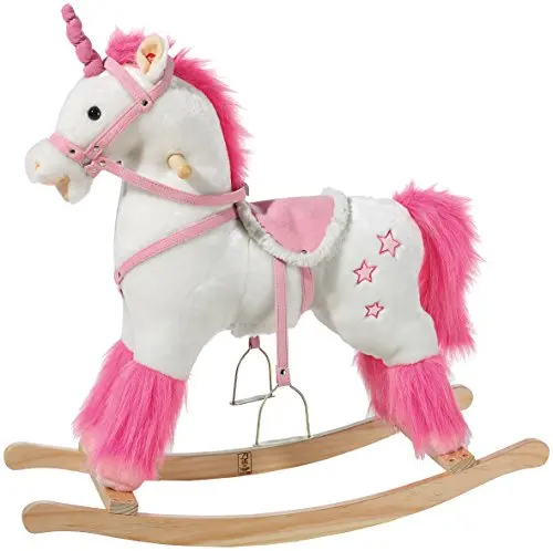 ICTI audit New fashion white color plush rocking horse FL090-uni2, ride on horse for baby