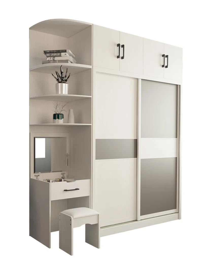 Custom Wardrobe with dresser and locker plus top cabinet Multifunctional  Sliding Door Wardrobe Home Bedroom Furniture