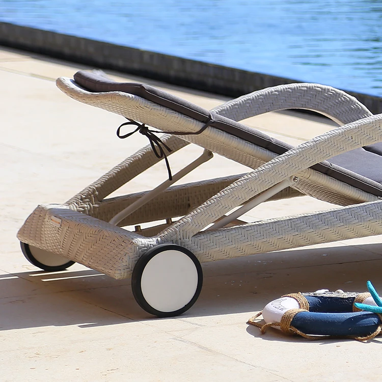 
Swimming patio wicker sun bed outdoor bed leisure chaise rattan sun lounger 