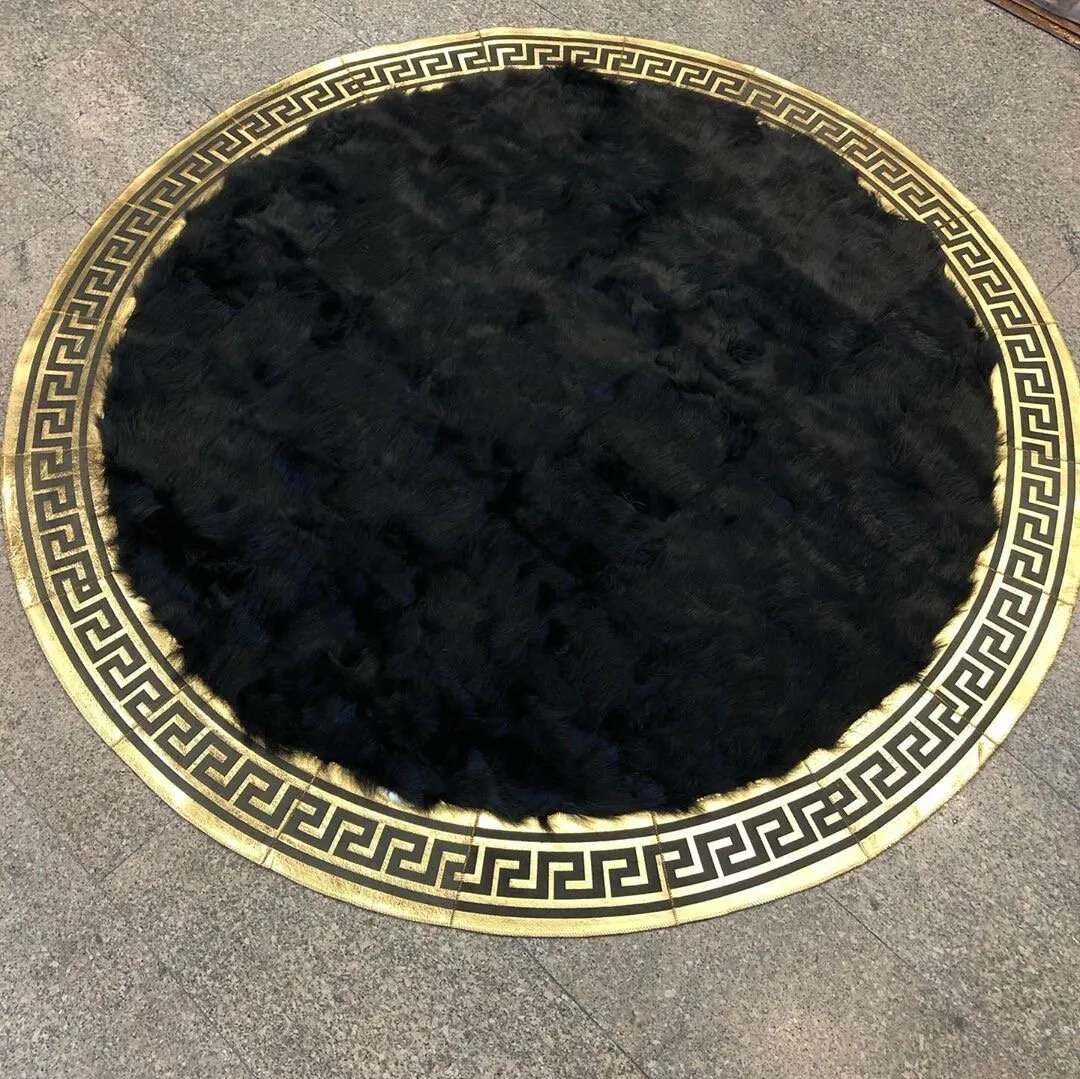 White Patchwork Sheepskin Faux Carpet Long Hair Patchwork Rabbit Fur Carpet