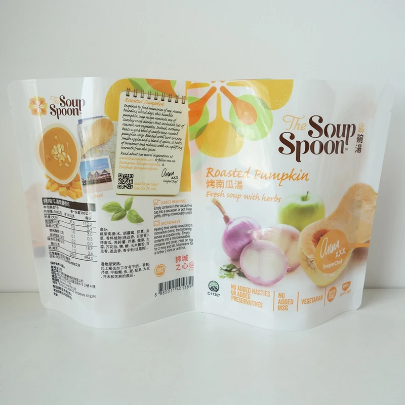 Factory Direct Sale Durable Nylon Stand up Soup Pouch Sauce Packaging Cooking Plastic Doypack Zipper Bag