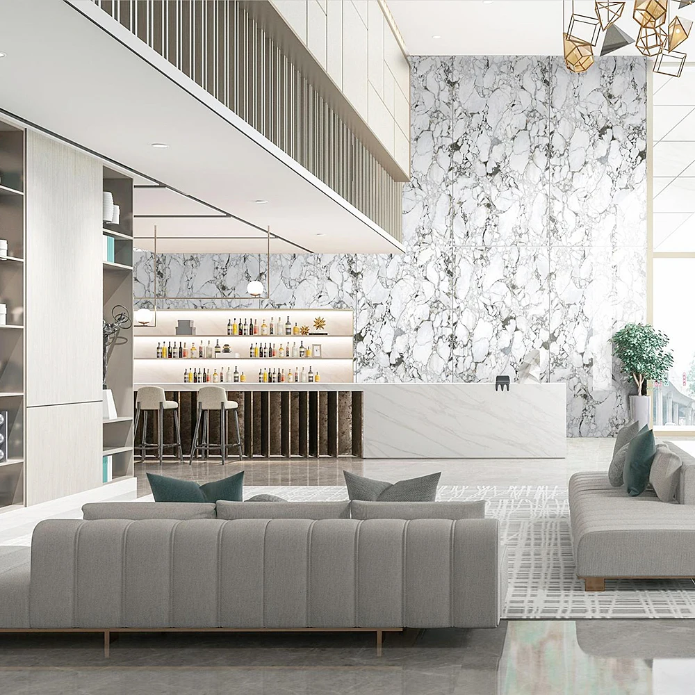 White Quartz Vanity Top Solid Sintered Stone for Kitchen High End Glazed Sintered Stone Slabs