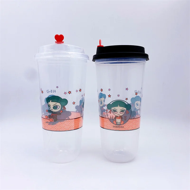 500ml 700ml 360mlcustom Print logo Bubble Tea Drinking Plastic PP Cup