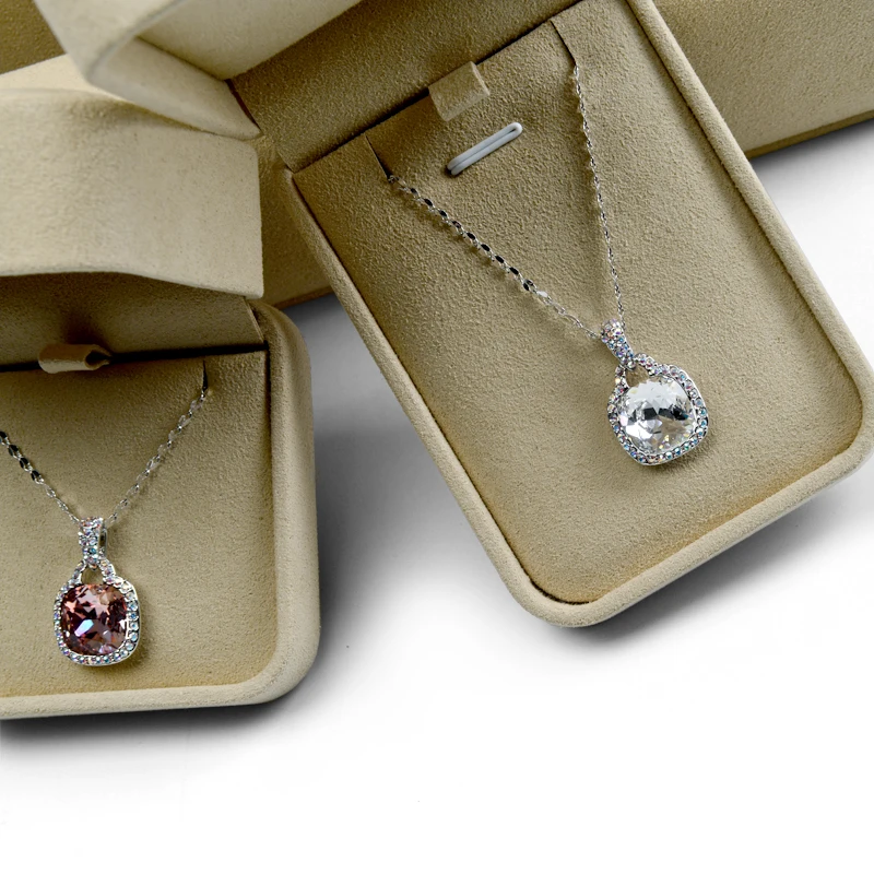 FANXI  Custom Logo Luxury Small Black Pink Soft Flannel Jewelry Box Gift Packaging Case Velvet Necklace Ring Boxes